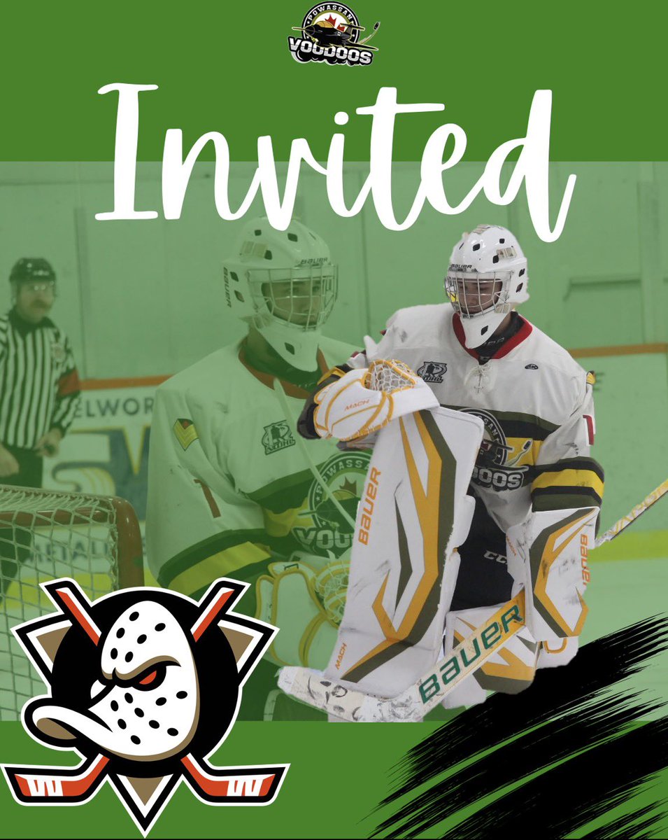 Congratulations to a pair of former Voodoos’ goaltenders who have been invited to NHL development camps. 

Owen Say, (Powassan 2019-20), has been invited to Flames Development Camp. 

Mike McIvor, (2023-24), has been invited to the Ducks development camp. 

#TakeFlight