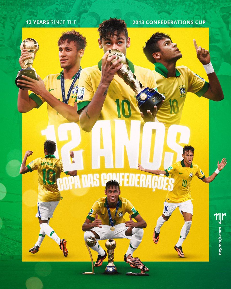 Há 12 anos, nesta mesma data, <a href="/neymarjr/">Neymar Jr</a> era campeão da Copa das Confederações com a Seleção Brasileira!
Com um gol na final e o prêmio de Melhor em Campo, o craque ajudou seus companheiros a vencer a Espanha por 3 a 0, em 2013. 🇧🇷🏆
.
12 years ago, on this same date, Neymar Jr.