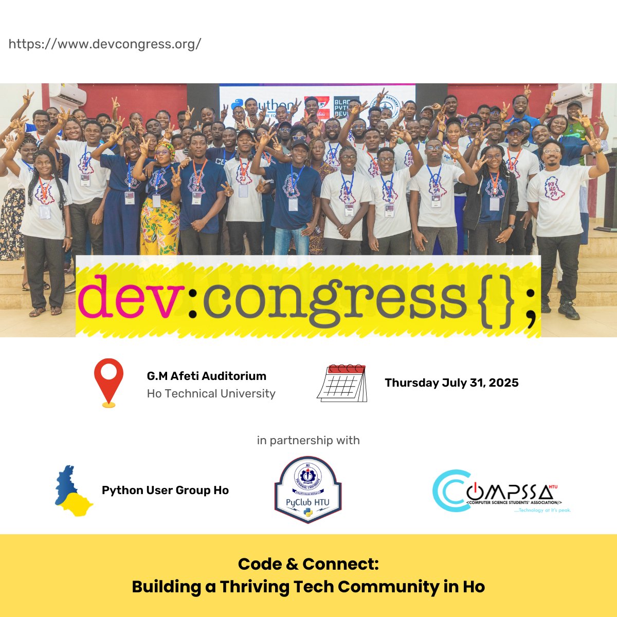 Python User Group Ho (@pythonho) on Twitter photo Building a Thriving Tech Community in Ho.
A <a href="/DevCongress/">DevCongress</a> Ghana, #PyHo & #PyClubHTU event.
π’ Call for Speakers:
Submit your talk here: docs.google.com/forms/d/e/1FAIβ¦
ποΈ Support the Movement:
Get a ticket here: egotickets.com/events/devcongβ¦
#DevCongressGhana2025 Building a Thriving Tech Community in Ho.
A <a href="/DevCongress/">DevCongress</a> Ghana, #PyHo & #PyClubHTU event.
π’ Call for Speakers:
Submit your talk here: docs.google.com/forms/d/e/1FAIβ¦
ποΈ Support the Movement:
Get a ticket here: egotickets.com/events/devcongβ¦
#DevCongressGhana2025
