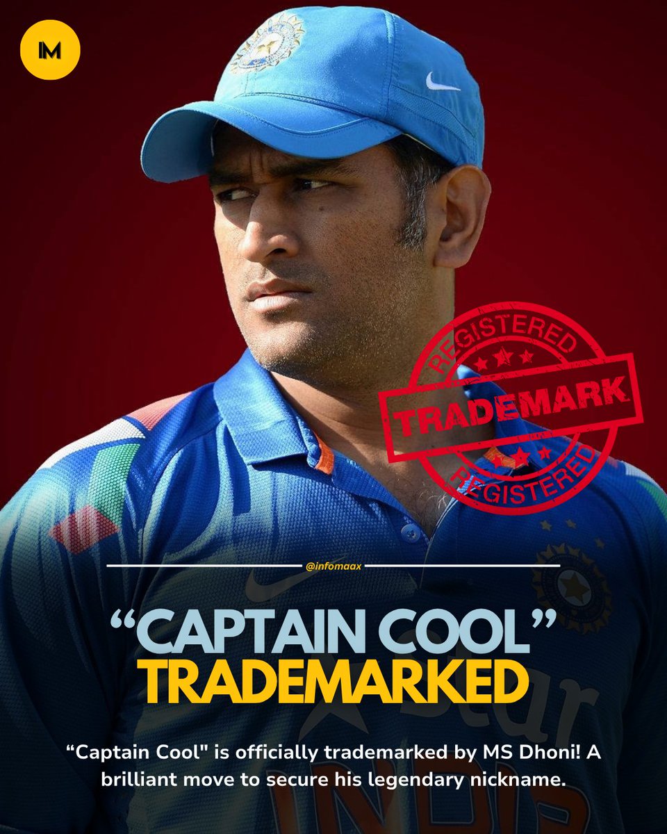 infomaax's tweet photo. 🔥 The Legacy Gets Immortalized! 🔥
MS Dhoni the man, the myth, the Captain Cool has just trademarked the very name that defined his icy nerves and legendary calm! ❄️👑
#CoolUnderPressure #CaptainCalm #LegendLivesOn #CricketReels #InstaCricket #TrendingNow #ViralityUnleashed https://t.co/NZ9M4DTPpB