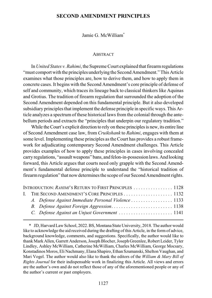 Rahimi told us to look at the principles underlying the Second Amendment. Have you ever wondered what those principles are? How to derive them from history? Whether those principles support a right to concealed carry? Or to possess “assault weapons”? Do our historical principles