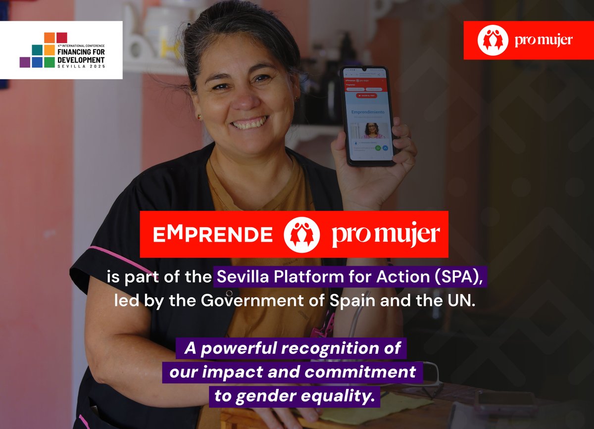 Are you looking to fund an initiative with real impact and international recognition? 👩🏽‍💻

Emprende Pro Mujer— our entrepreneurial training platform that has reached more than 250,000 women across the region—has been selected to be part of the Sevilla Platform for Action (SPA),