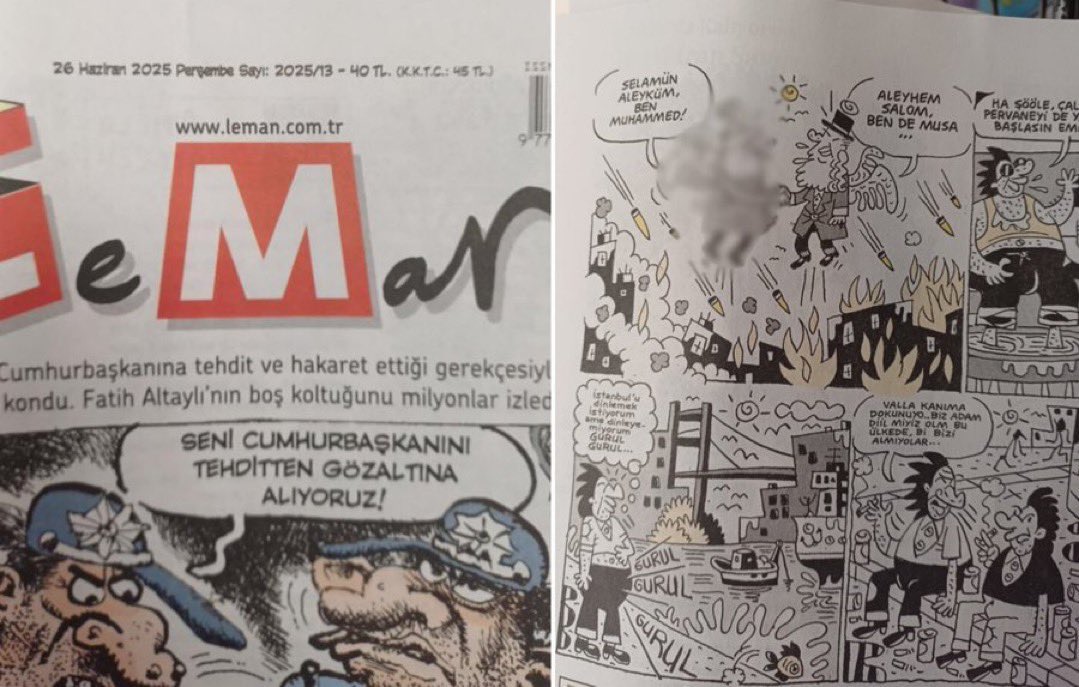 LeMan adlı tuvalet kâğıdı paçavra dergisi, 26 Haziran haftası sayısında büyük bir hadsizlik yaparak Peygamber efendimizi karikatürize etti.

#LemanHaddiniBil