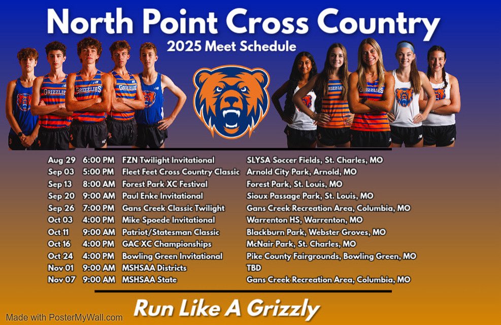 northpointxctf's tweet image. 🚨2025 Meet Schedule ‼️ 🚨 

We’re ready to turn some heads in 2025 
💪 😎 💪