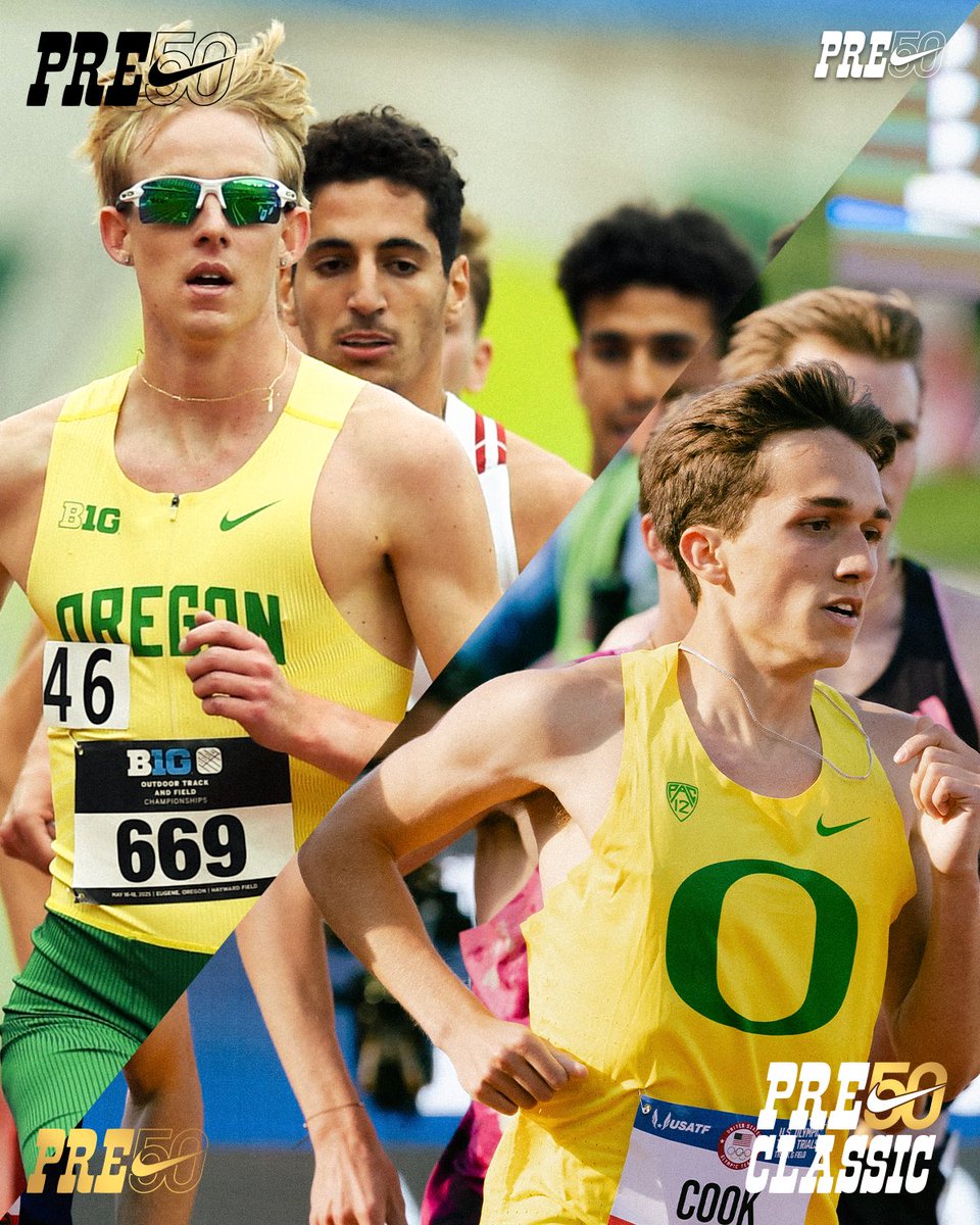 Meet Week 👀 
Elliott Cook and Simeon Birnbaum will be competing at the Pre Classic at Hayward Field this Saturday! They will both be competing in the Men’s International Mile. #GoDucks