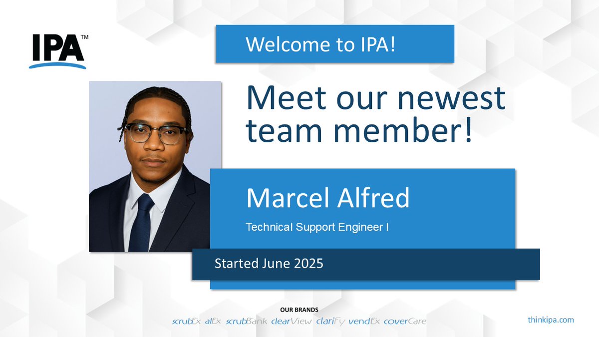 think_ipa's tweet image. IPA is excited to welcome Marcel Alfred to the team! Marcel joins the Service department as a Technical Support Engineer I.

#OneIPA
#NewHire