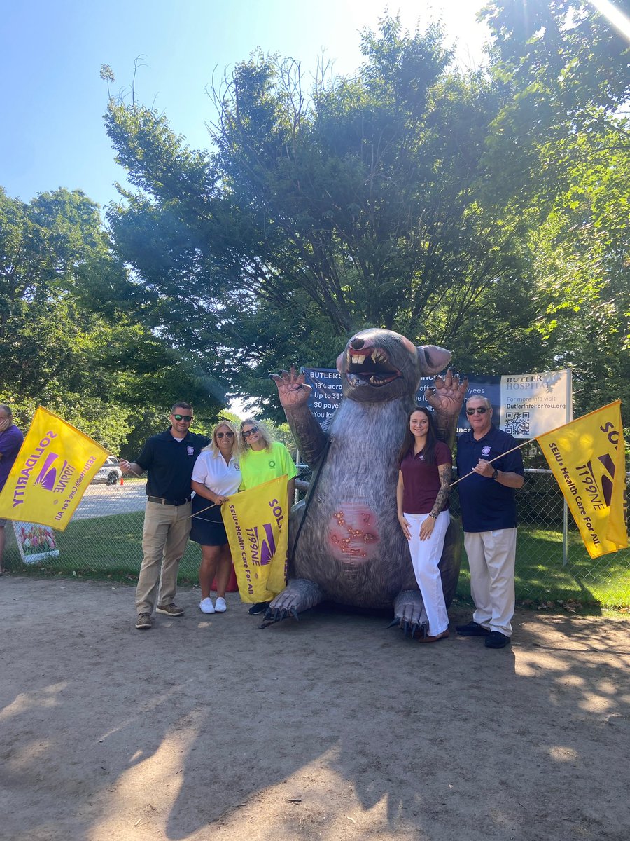 IUOE Local 57 stands in solidarity with SEIU 1199 at Butler Hospital to help fight for better wages, staffing, safety and benefits.   

Local 57’s scabby the rat is very skilled in rooting out unscrupulous behavior of organizations.  #iuoe #iuoelocal57