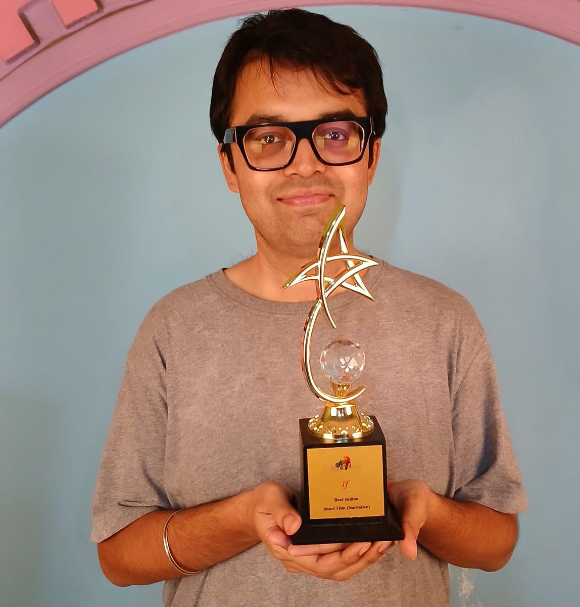 Finally received the beautiful trophy and certificate for the win of "যদি"(If) at the prestigious 9th Out and Loud: Pune International Queer Film Festival!

It feels humbling to hold this trophy for this very special win as Pride Month draws to a close today.