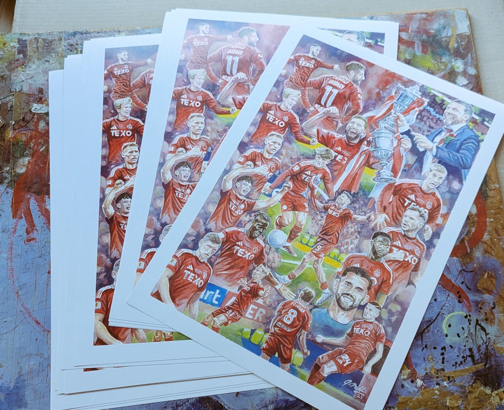 Another 35 prints in stock now , #aberdeenfc #scottishcupwinners , just £20 A3 size, all orders will be sent out asap Rts appreciated