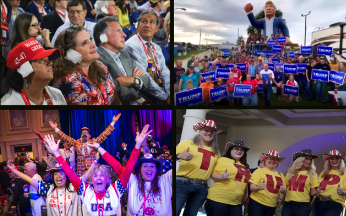 A group of dolphins is a pod. A group of ants is a colony. What's a group of Trump supporters?