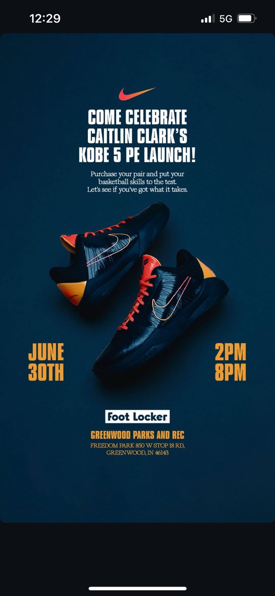 Come thru #INDY for <a href="/CaitlinClark22/">Caitlin Clark</a>’s Kobe 5 PE drop 
 
#caitlinclark22