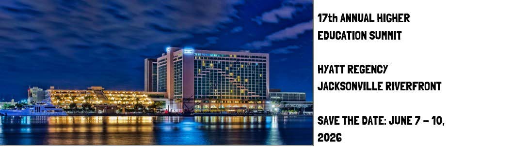 📣 Save the Date!
The 17th Annual Florida Higher Education Summit is heading to Jacksonville, FL 📍
🗓️ June 7–10, 2026
Get ready for connection, collaboration &amp; innovation in higher ed!