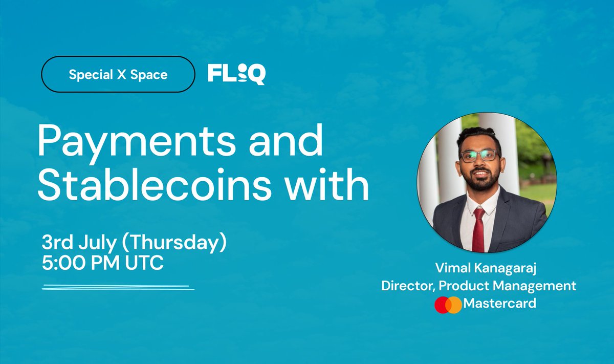 Fliq Predictions ๐ฟ๐ (@predictonfliq) on Twitter photo Ever wonder what someone inside Mastercard really thinks about Stablecoins?
We got the Director of Product Management <a href="/Mastercard/">Mastercard</a> to share his perspective.
Payments, Stabelcoins, and more.. straight from someone who's building it.
Link : x.com/i/spaces/1dRKZโฆ Ever wonder what someone inside Mastercard really thinks about Stablecoins?
We got the Director of Product Management <a href="/Mastercard/">Mastercard</a> to share his perspective.
Payments, Stabelcoins, and more.. straight from someone who's building it.
Link : x.com/i/spaces/1dRKZโฆ