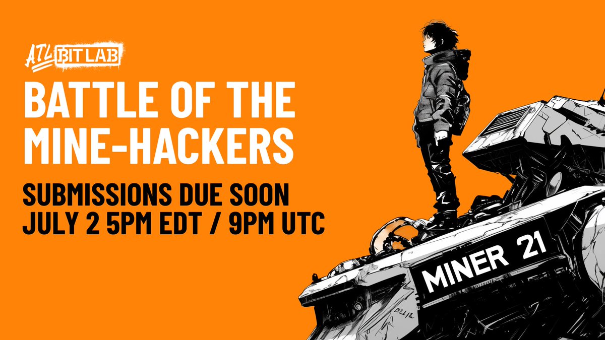 Our bitcoin mining hackathon is coming to a close by the end of the week! We're extending the submission deadline by 24 hours. The due date is now Wednesday, July 2 at 5PM EDT (9PM UTC). When you are ready to submit, go to here: minehackers.atlbitlab.com/submit