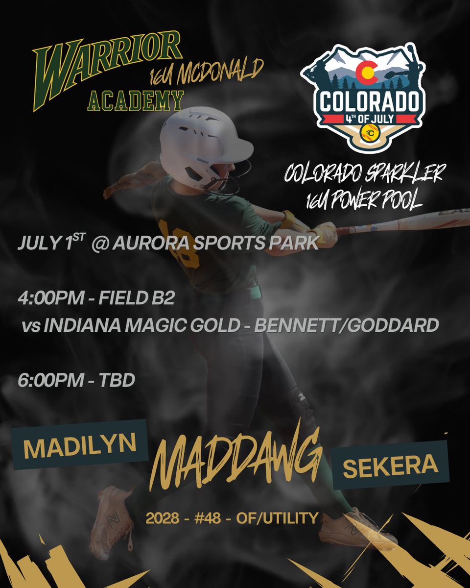 Madilyn Sekera (@maddawg_2028) on Twitter photo SPARKLER SCHEDULE!!! 🎆🧨 Lets go!
<a href="/warrioracademy_/">Warrior Academy</a>
ORG WORKOUT: June 30th
@ Aurora Sports Park- Field C1
@ 5:00pm SPARKLER SCHEDULE!!! 🎆🧨 Lets go!
<a href="/warrioracademy_/">Warrior Academy</a>
ORG WORKOUT: June 30th
@ Aurora Sports Park- Field C1
@ 5:00pm