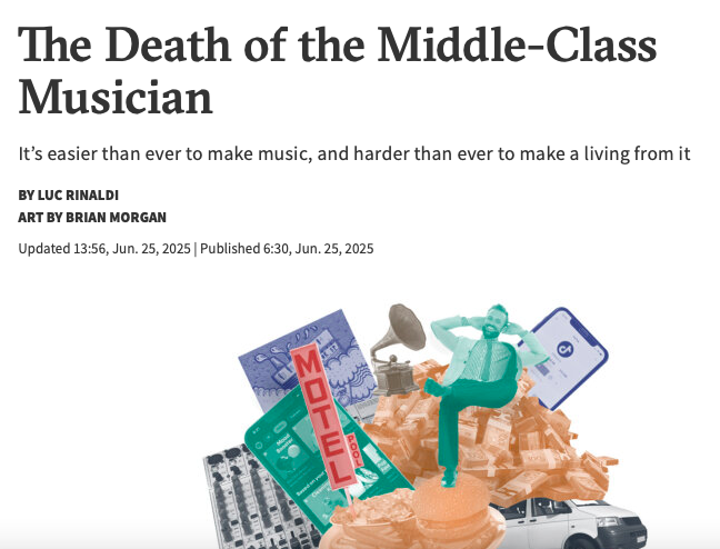 The state of middle-range musicians in Canada, and possibly everywhere in the western world, by Luc Rinaldi. #musicindustry #musicbusiness 
thewalrus.ca/the-death-of-t…