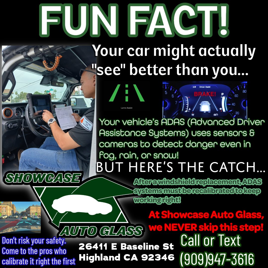 🧠 FUN FACT!
Did you know your car’s ADAS (Advanced Driver Assistance Systems) can “see” better than you in fog, rain, or snow? 😮🌧️🌫️❄️
👁️‍🗨️ Lane assist, emergency braking &amp; more — these systems rely on precise calibration to work properly.

🚘 So if you’ve replaced your