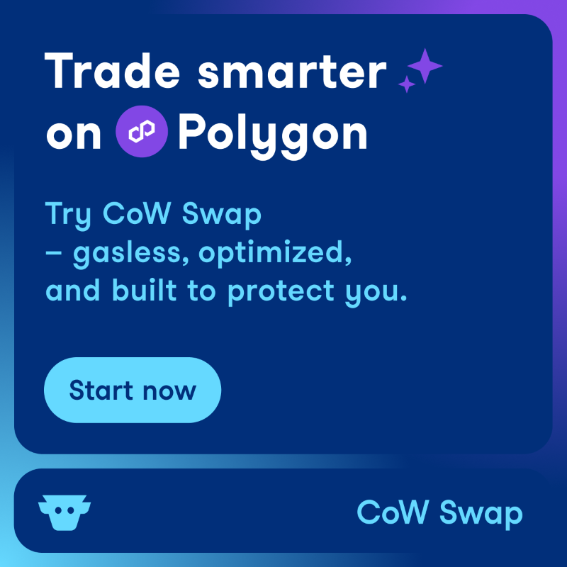 CoWSwap's tweet photo. Still paying gas to swap on Polygon?