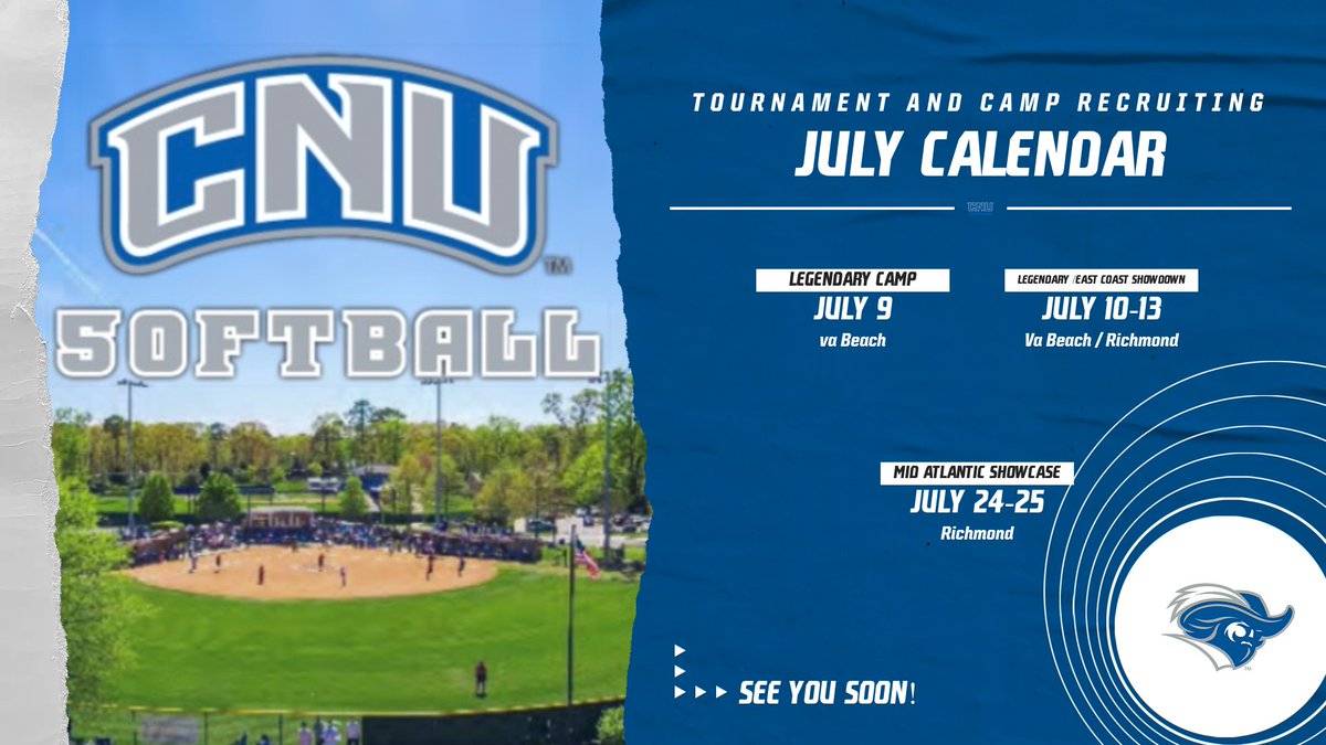 Here is what we are looking like for our July recruiting. There is a possibility of us being at some additional locations. We cant wait to see you all in Richmond and Virginia Beach!