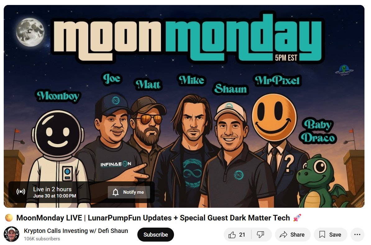 Dark Matter Tech (@darkmatterbuild) on Twitter photo Since the dawn of time...
A strategic partnership between <a href="/DarkMatterBuild/">Dark Matter Tech</a> and <a href="/Infinaeon/">Infinaeon Blockchain</a> has been brewing in primordial clouds of the universe.
Join a live <a href="/YouTube/">YouTube</a> show with founders of Infinaeon & special guests from Dark Matter at 21:00 UTC today!
youtube.com/live/mSRIchLOe… Since the dawn of time...
A strategic partnership between <a href="/DarkMatterBuild/">Dark Matter Tech</a> and <a href="/Infinaeon/">Infinaeon Blockchain</a> has been brewing in primordial clouds of the universe.
Join a live <a href="/YouTube/">YouTube</a> show with founders of Infinaeon & special guests from Dark Matter at 21:00 UTC today!
youtube.com/live/mSRIchLOe…