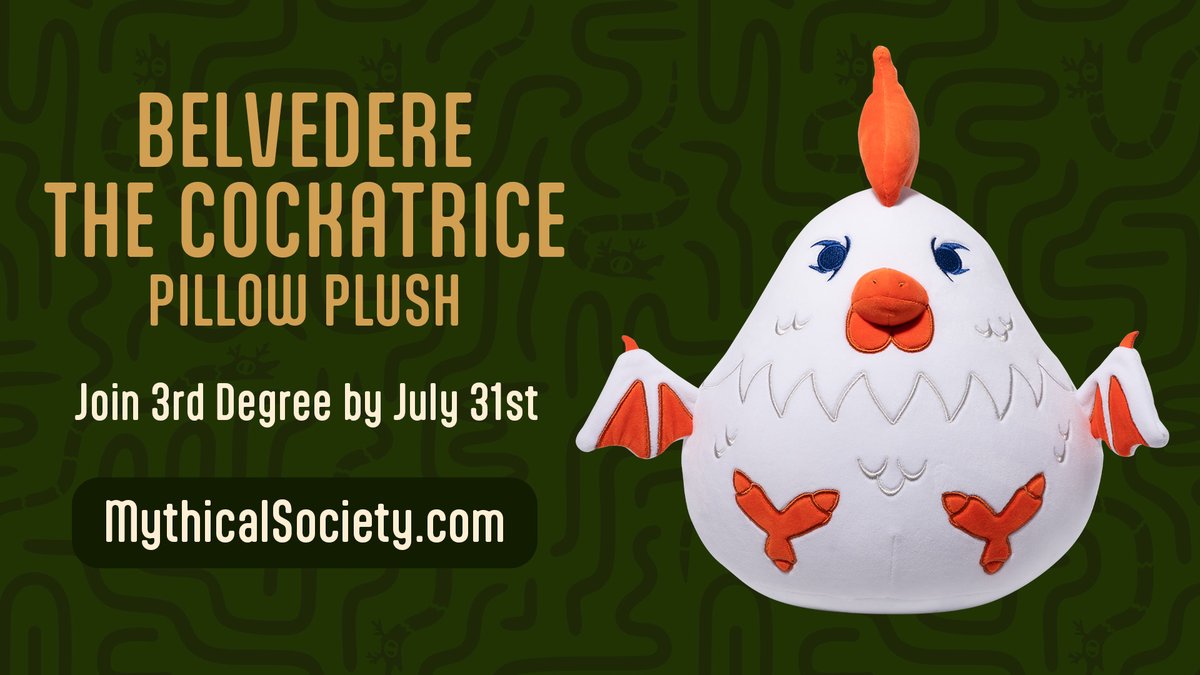 mythicalsociety's tweet image. Introducing the next quarterly collectible: Belvedere The Cockatrice Pillow Plush ๐ฅ
Donโt forget! Quarterly collectibles are included in the price of membership for eligible members!