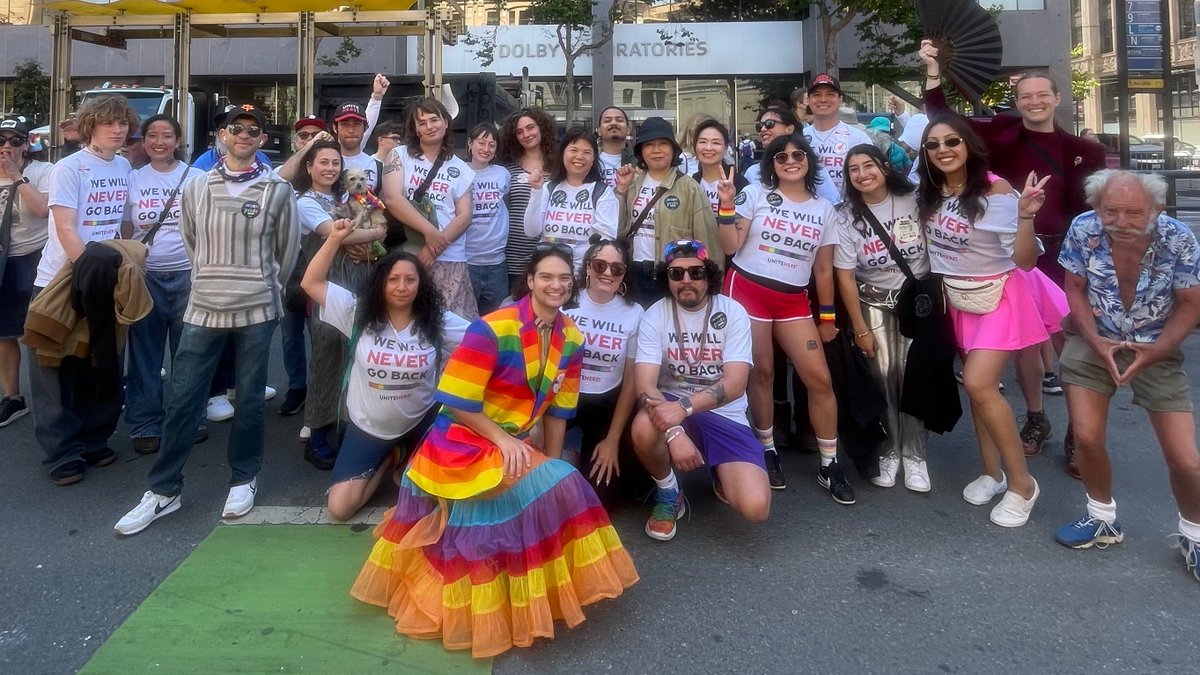 UniteHereL2's tweet image. 📢 "1, 2, 3, 4, open up the closet door!" Happy #Pride from Local 2! 🌈