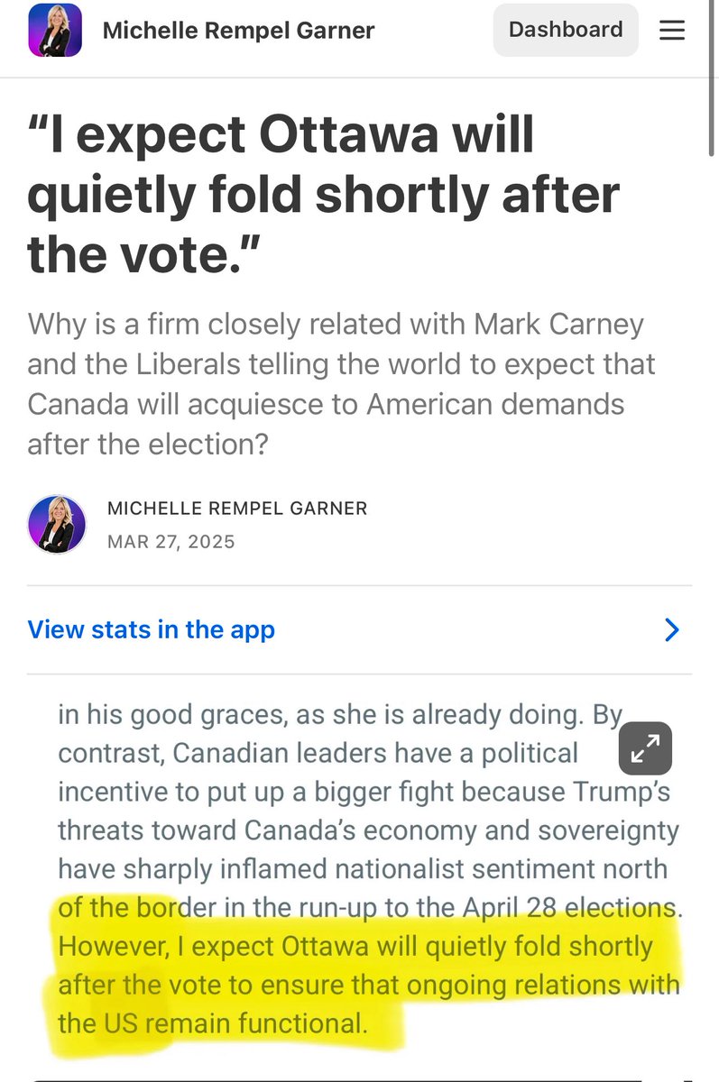 Michelle Rempel Garner (@michellerempel) on Twitter photo The head of Mark Carney's wife's firm said this during the campaign.
<a href="/ianbremmer/">ian bremmer</a> was right.
Reupping the article I wrote about it in the replies. The head of Mark Carney's wife's firm said this during the campaign.
<a href="/ianbremmer/">ian bremmer</a> was right.
Reupping the article I wrote about it in the replies.