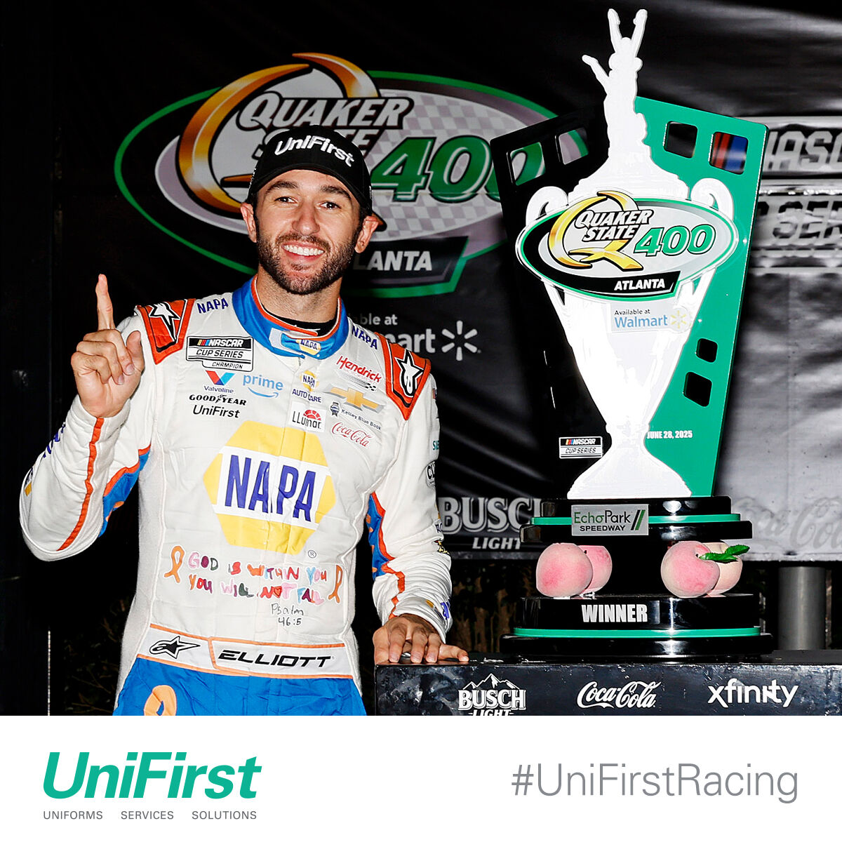 UniFirst (@unifirst_corp) on Twitter photo WHAT A FINISH! <a href="/chaseelliott/">Chase Elliott</a> clinched an epic last-lap victory at <a href="/EchoParkSpdwy/">EchoPark Speedway</a>, locking in his playoff spot! The UniFirst team is beyond proud to be part of this incredible ride. Congrats, Chase and the entire @hendrickmotorsports #9 team. Way to go! #UniFirstRacing WHAT A FINISH! <a href="/chaseelliott/">Chase Elliott</a> clinched an epic last-lap victory at <a href="/EchoParkSpdwy/">EchoPark Speedway</a>, locking in his playoff spot! The UniFirst team is beyond proud to be part of this incredible ride. Congrats, Chase and the entire @hendrickmotorsports #9 team. Way to go! #UniFirstRacing