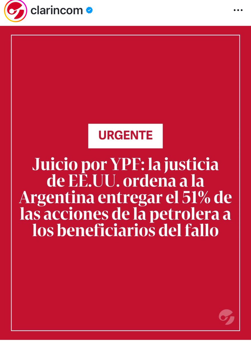 Todavía seguimos teniendo consecuencias por la inutilidad de ⁦<a href="/Kicillofok/">Axel Kicillof</a>⁩ y ⁦<a href="/CFKArgentina/">Cristina Kirchner</a>⁩ en la expropiación de YPF. No se hacen cargo de nada .