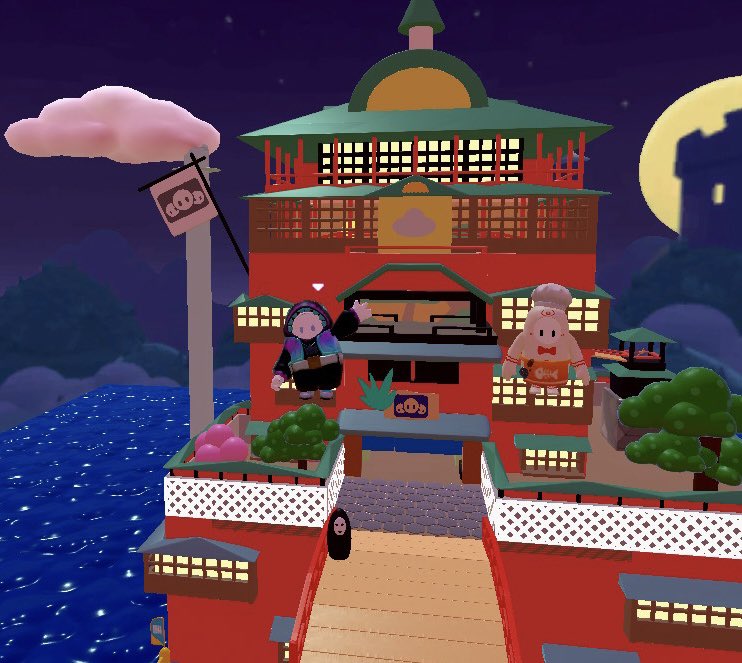 1度も手を付けないのも如何なものかと思い、作ってみました！
最初で最後のクリエ、千と千尋の神隠しより"湯屋"です♨️
良ければ遊びに行ってみて下さい！
大人数で格好を揃えて行けば、ハク竜になることも…!?
もう2度と作りません😂