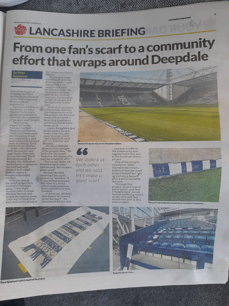 Invincible Books (@invinciblebooks) on Twitter photo Great to see The Giant Scarf Project featured in the <a href="/leponline/">Lancashire Post</a> today! #PNEheritage #pnefc #Preston <a href="/pnecommunity/">Preston North End Community and Education Trust</a> <a href="/FootballMuseum/">Nat. Football Museum</a> ⚽️⚽️🧶 Great to see The Giant Scarf Project featured in the <a href="/leponline/">Lancashire Post</a> today! #PNEheritage #pnefc #Preston <a href="/pnecommunity/">Preston North End Community and Education Trust</a> <a href="/FootballMuseum/">Nat. Football Museum</a> ⚽️⚽️🧶