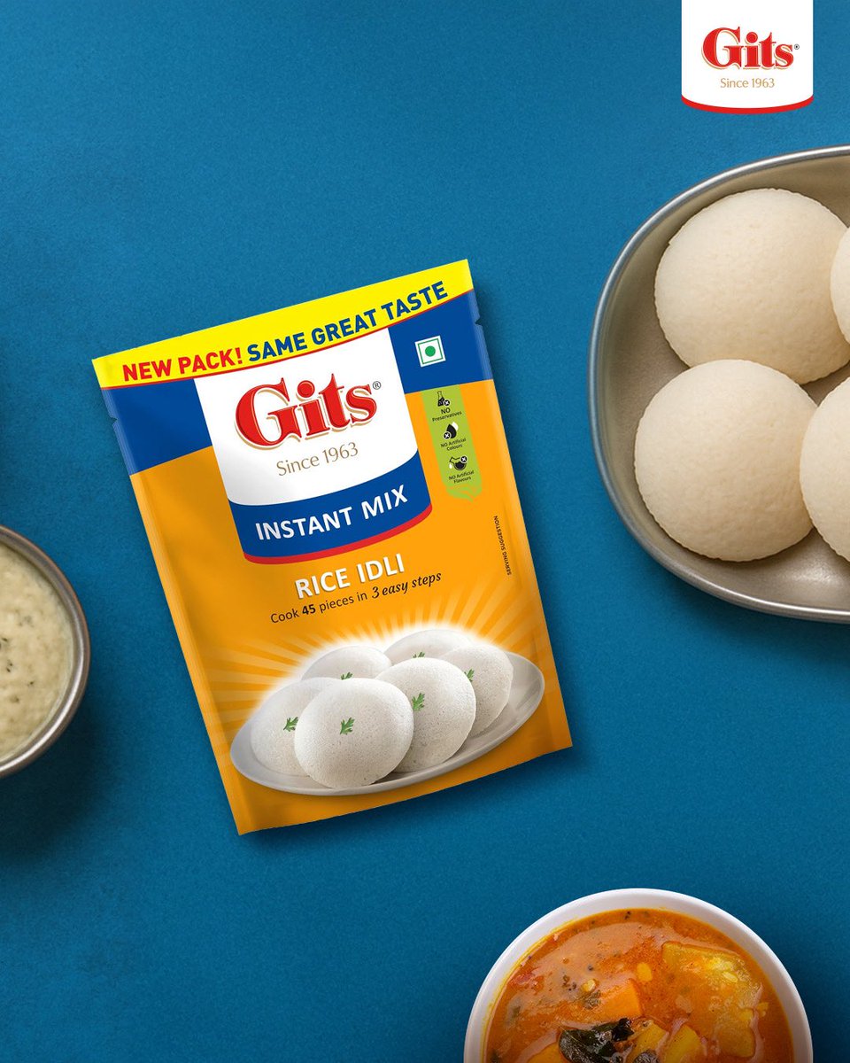 Breakfast so steamy, even your screen might fog up. 

That’s the Gits Idli effect! Grab your pack today.