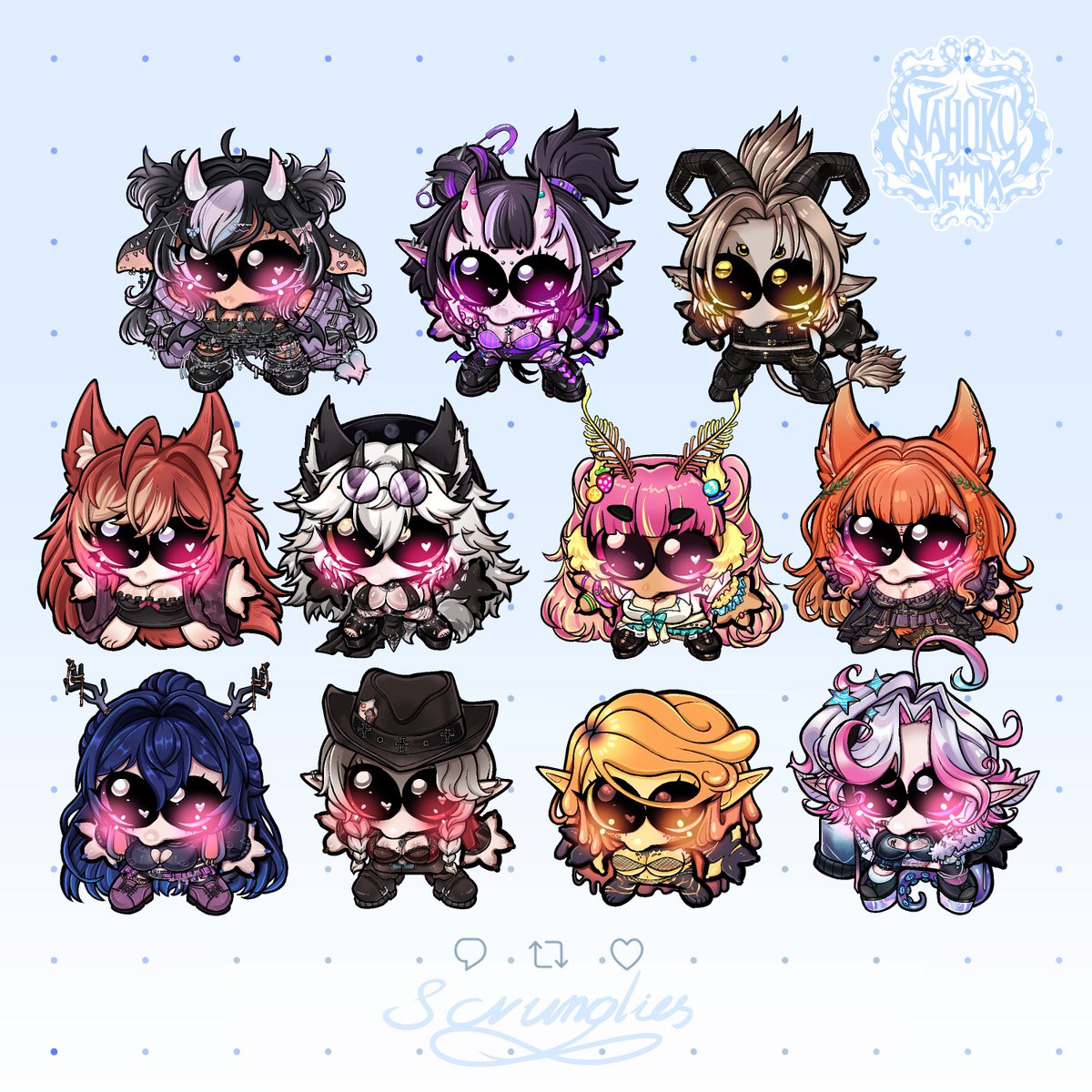 Drop a png
Follow &amp; RT

I'll pick one winner for a lil scrungly!
If we reach 100 entries there will be 3 winners instead of one 🖤