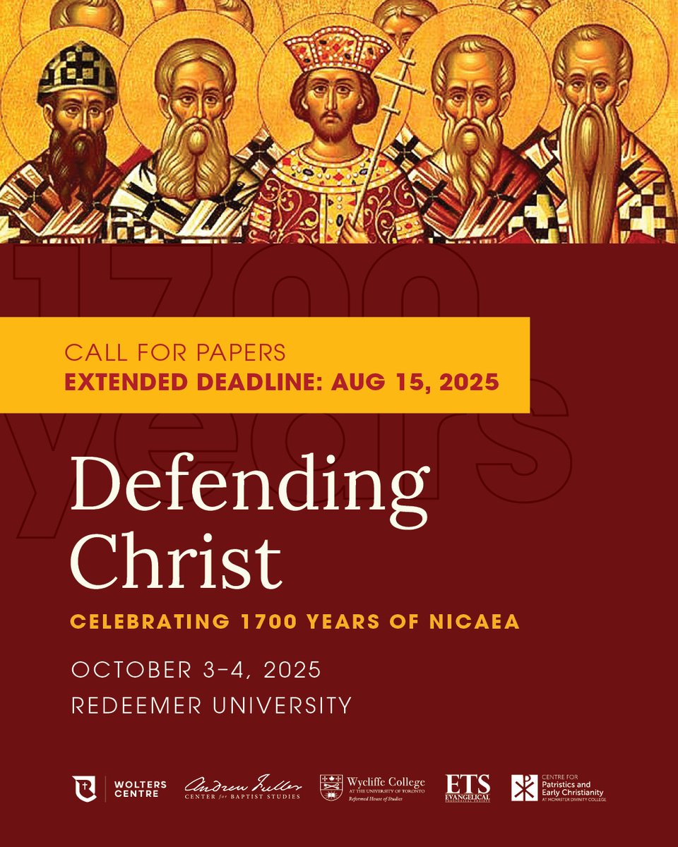 The Centre for Patristics and Early Christianity (@patristicsexty) on Twitter photo The Call for Papers for the Nicaea 1700 anniversary conference here in Hamilton has extended the submission deadline. See the website below for more details.  
redeemer.ca/events/defendi… The Call for Papers for the Nicaea 1700 anniversary conference here in Hamilton has extended the submission deadline. See the website below for more details.  
redeemer.ca/events/defendi…