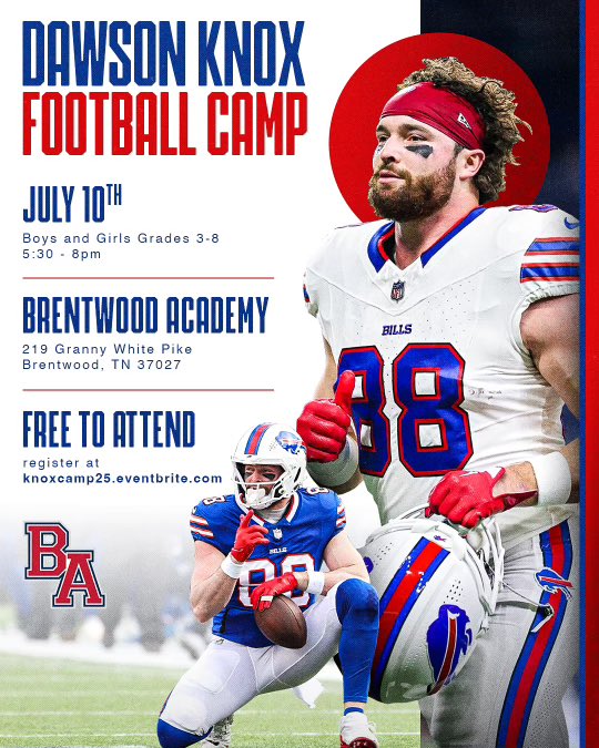 ESBN_BA's tweet image. We are excited to announce a free Dawson Knox ‘15 camp at BA on July 10th! Only 200 registration spots available. Sign up here to secure your spot: eventbrite.com/e/dawson-knox-… @theBAFootball @dawson_knox