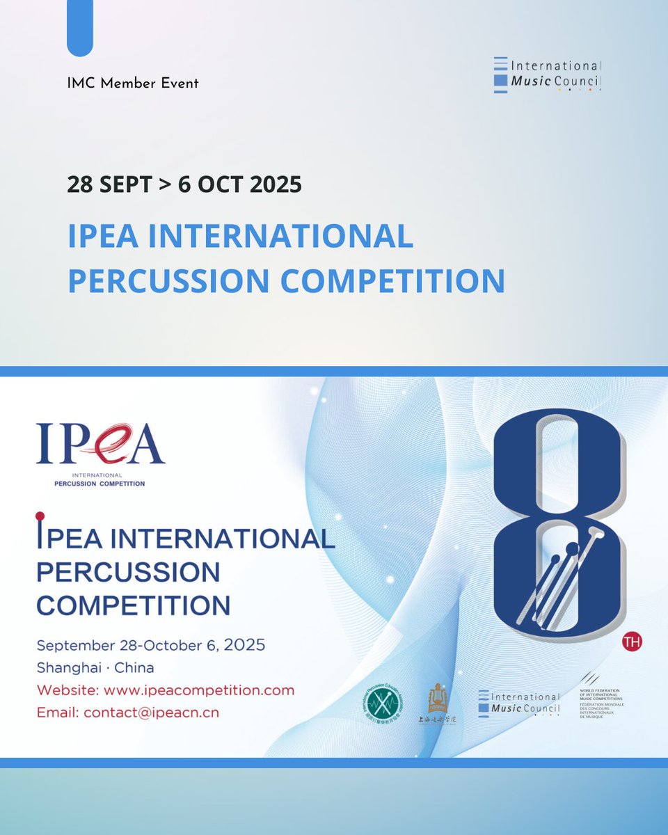 IMC_Network's tweet image. The IPEA International Percussion Competition, celebrating percussion as one of the gems of the world’s artistic languages with a long and varied history.