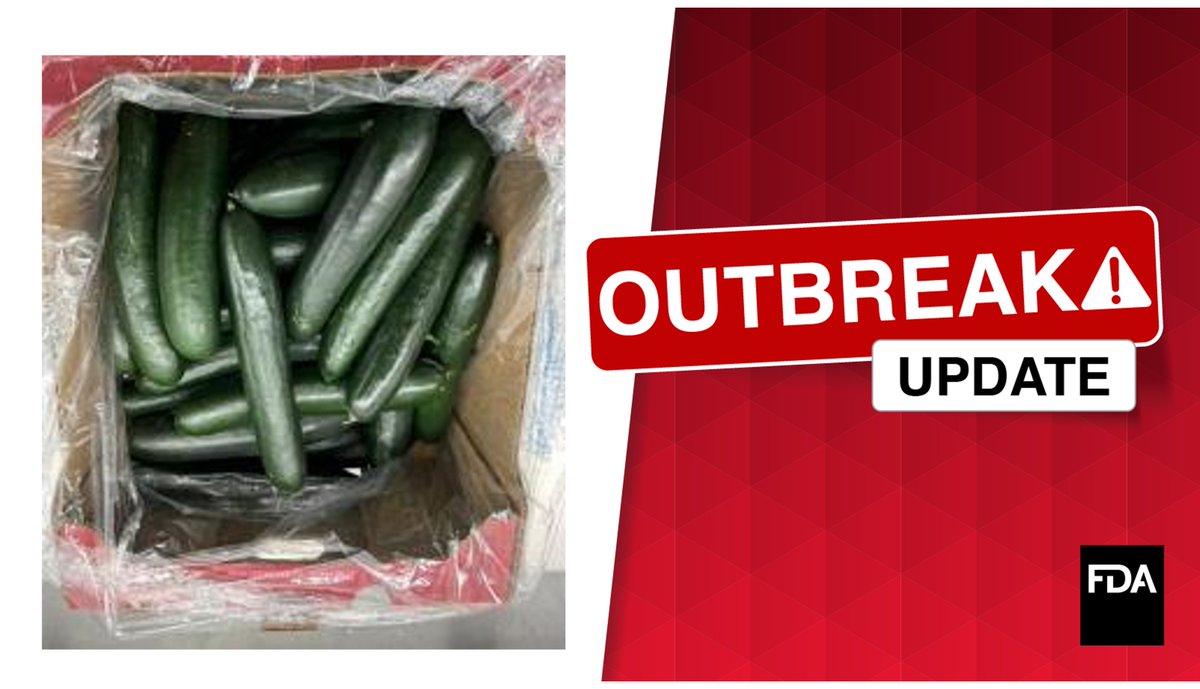 FDAfood's tweet image. FDA & @CDCgov have closed their investigations into Salmonella illnesses linked to recalled cucumbers grown by Bedner Growers, Inc. Recalled cucumbers should no longer be available on the market. The outbreak is over. fda.gov/food/outbreaks…