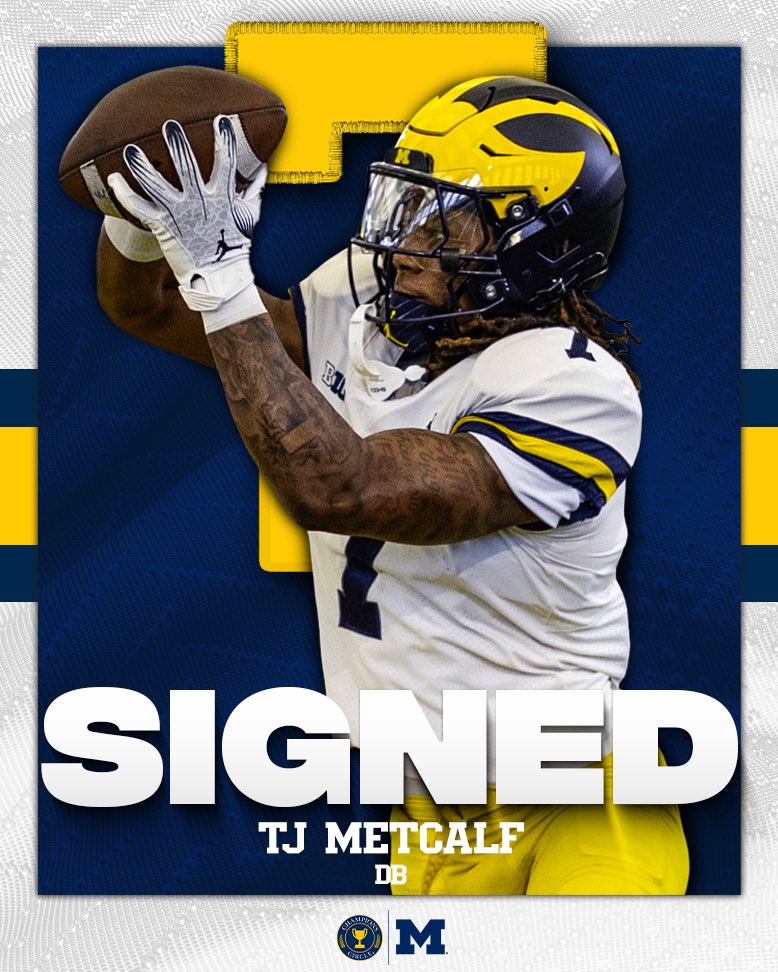 Seeing double👀 After a high-impact season at Arkansas with 57 tackles, 10 pass breakups, 3 interceptions and a forced fumble, TJ is ready to rep the Block M alongside his brother. 

We’re excited to announce that <a href="/tjmetcalf3/">𝐡𝐨𝐥𝐥𝐲𝐰𝐨𝐨𝐝𝟐 🤴🏽</a> is an Official Champions Circle Student-Athlete〽️