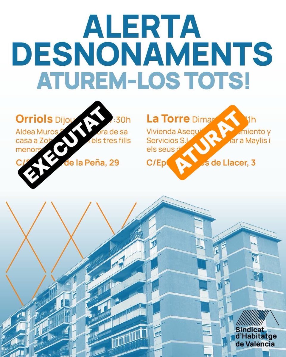 🔴 DESNONAMENT ATURAT 🔴

Gràcies a la pressió sindical, el desnonament de demà s'ha aturat. Maylis i la seua família seguiran a casa seua .

Continuarem lluitant per organitzar el bloc i aconseguir que totes les famílies es queden ✊✊