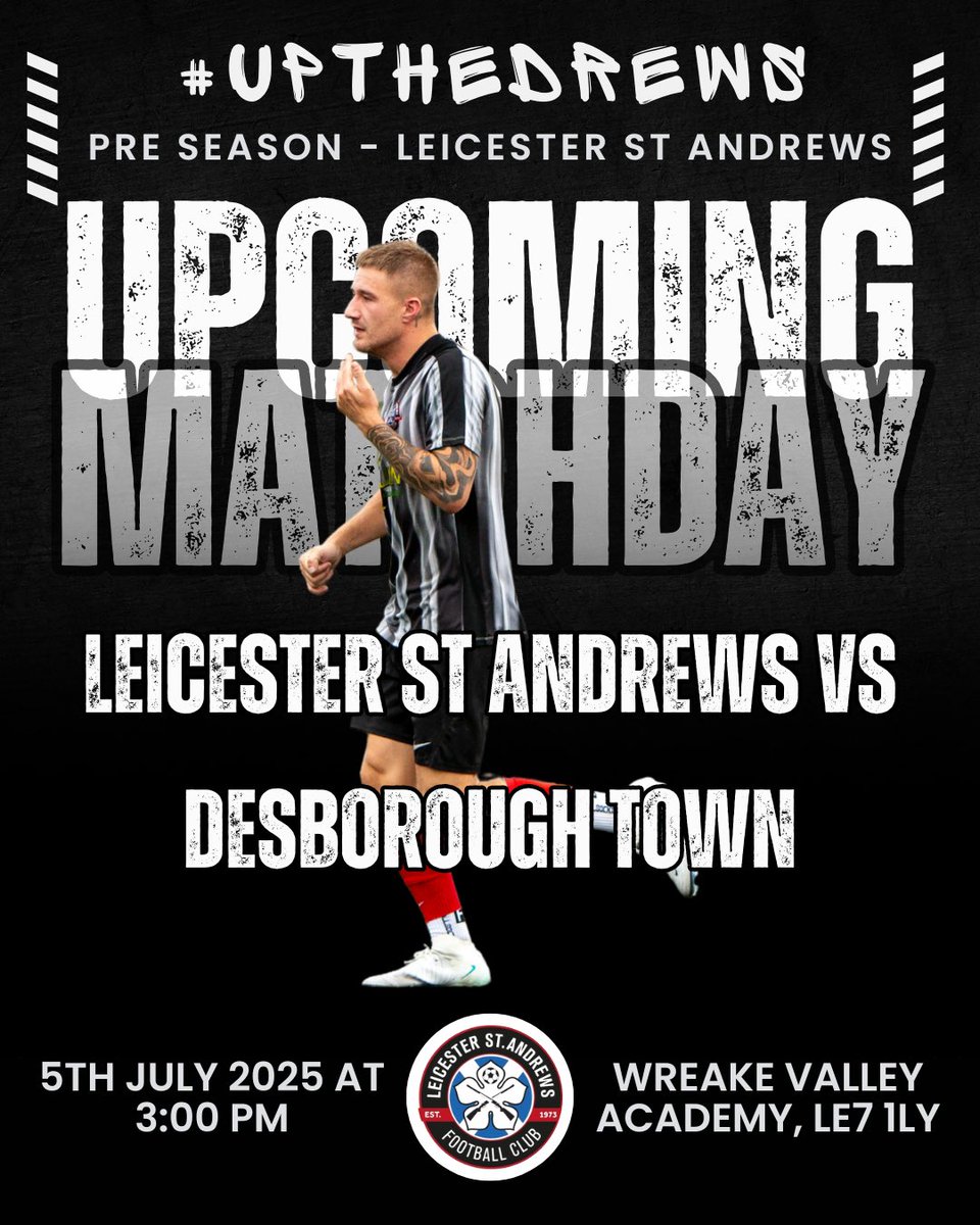 𝐁𝐀𝐂𝐊 𝐈𝐍 𝐀𝐂𝐓𝐈𝐎𝐍!

The Drews face Desborough Town this Saturday in our first pre-season clash at Wreake Valley Academy! 🏟️

Free entry — come support the lads and catch a glimpse of what’s to come! ⚽️

#UpTheDrews