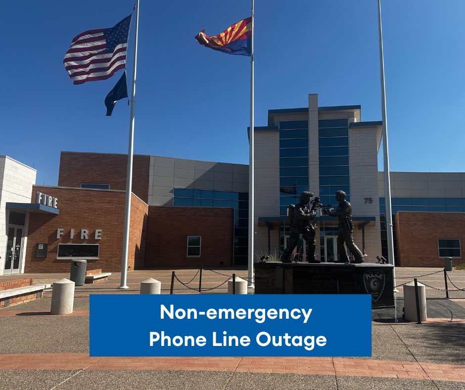 The Gilbert PD non-emergency line 480-503-6500 is experiencing intermittent outages. The 9-1-1 lines are not impacted.
 
If you are unable to connect, please call 480-665-9345 or 480-215-7041.
 
Text 480-215-5895 for a call back if the lines are busy. Thank you.