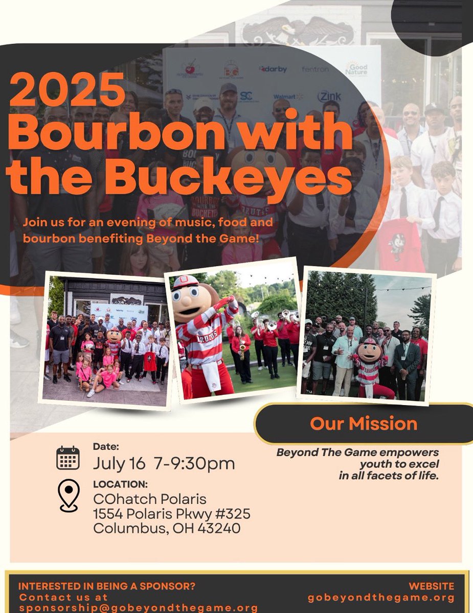 Sharing on behalf of our friends at <a href="/_BeyondTheGame_/">BeyondTheGame</a> for their yearly Bourbon with the Buckeyes fundraiser. We are incredibly grateful for their continued partnership, which helps to bring Guys with Ties and Girls with Pearls programming to Pleasant Valley!! 🧡🤍