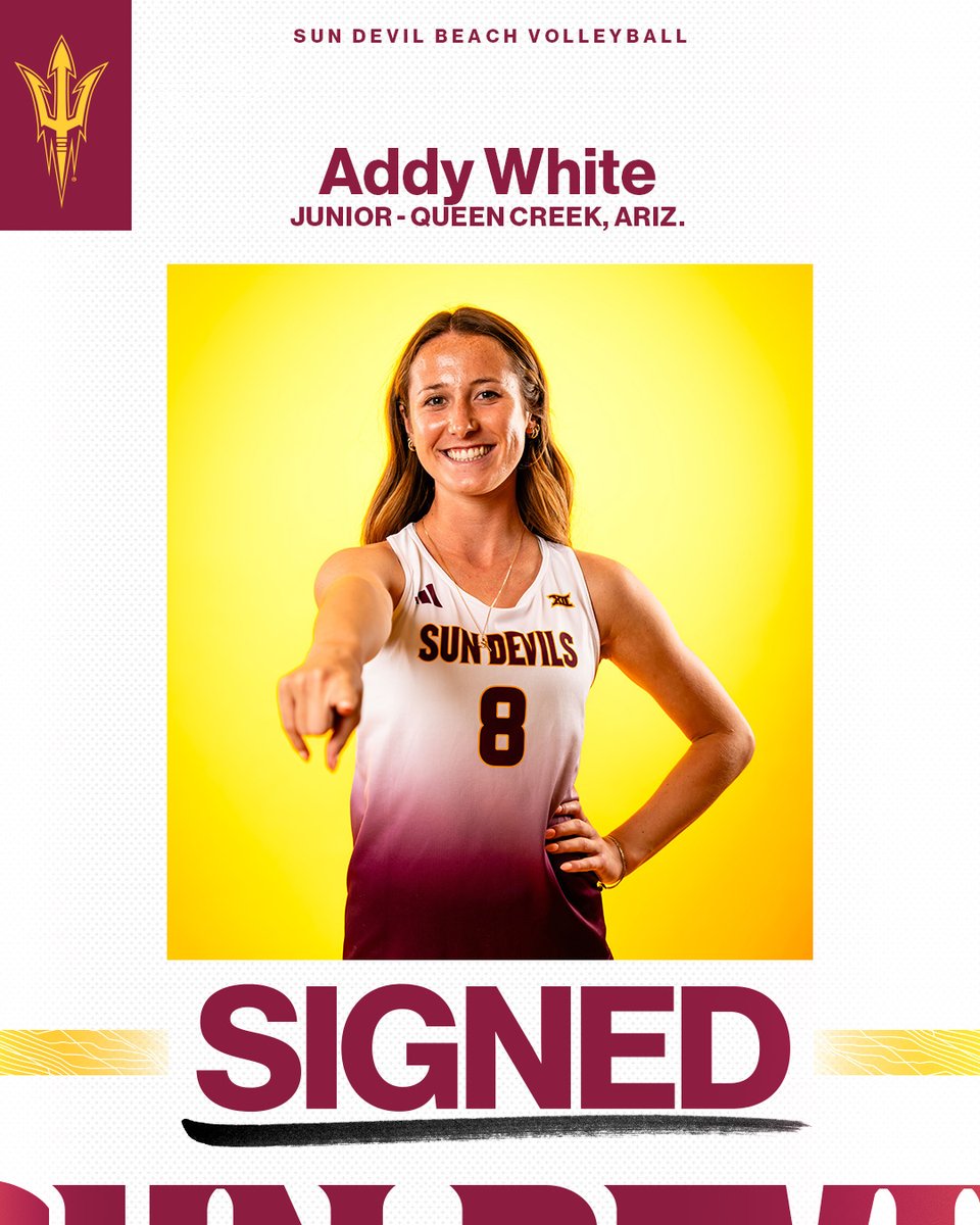 SunDevilBeachVB's tweet image. She’s coming home! 🌵😈

Addy White is officially a Sun Devil! She spent her first two seasons at Florida State. 

#SandDevils /// #ForksUp
