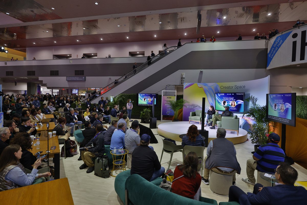 CES's tweet image. This #SocialMediaDay, the spotlight is on The Creator Space — a CES 2025 debut. Where creators got free access to connect with industry insiders and other creators, and the space to create content on the groundbreaking tech at CES 2025.