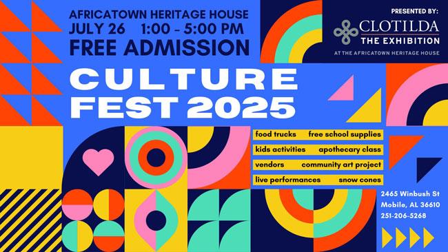 Alabama Big 10 (@alabamabig10) on Twitter photo Meet us in Mobile for the Africatown Heritage House Culture Fest on July 26! Admission is free, and attendees can enjoy live performances, local art, and more. Be sure to check it out!
<a href="/City_of_Mobile/">City of Mobile</a> Meet us in Mobile for the Africatown Heritage House Culture Fest on July 26! Admission is free, and attendees can enjoy live performances, local art, and more. Be sure to check it out!
<a href="/City_of_Mobile/">City of Mobile</a>