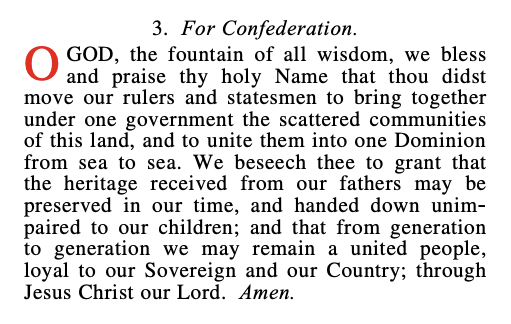 A Prayer for the Canadian Confederation.