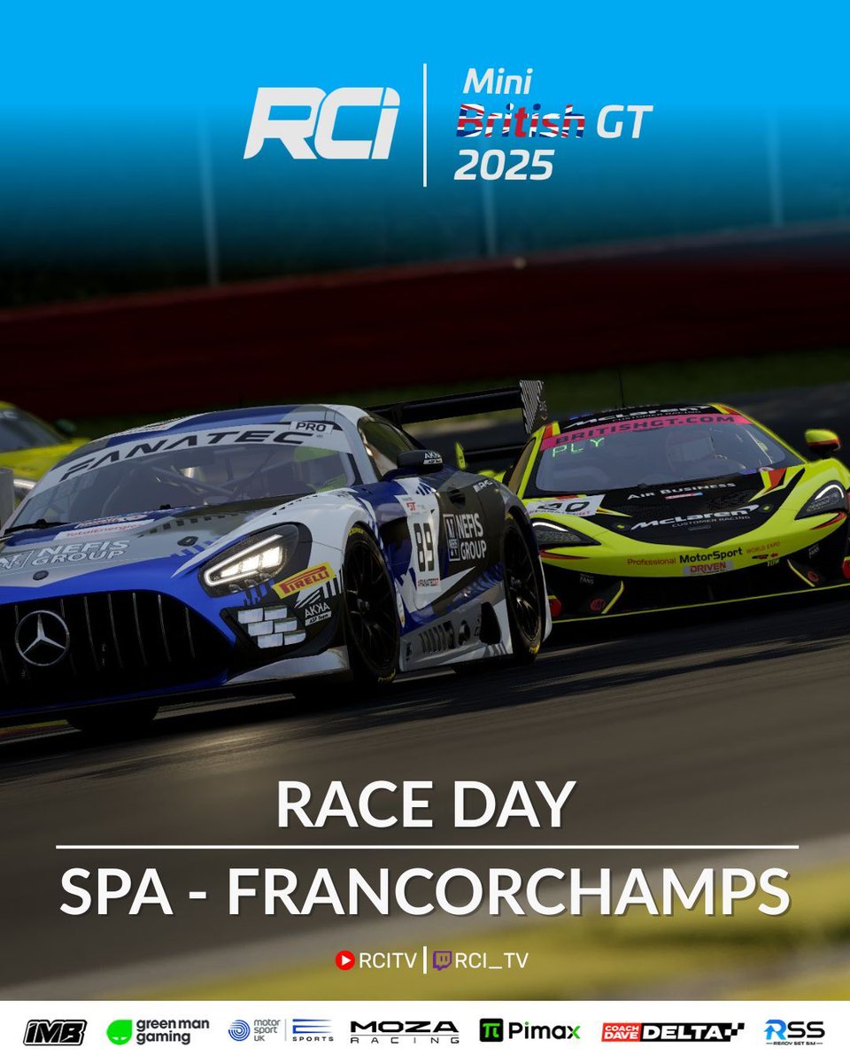 Out of the UK and into Belgium!

Round 4 of our Mini British GT take us to the iconic Spa-Francorchamps

LIVE NOW!
youtube.com/@RCITV/streams 
twitch.tv/rci_tv