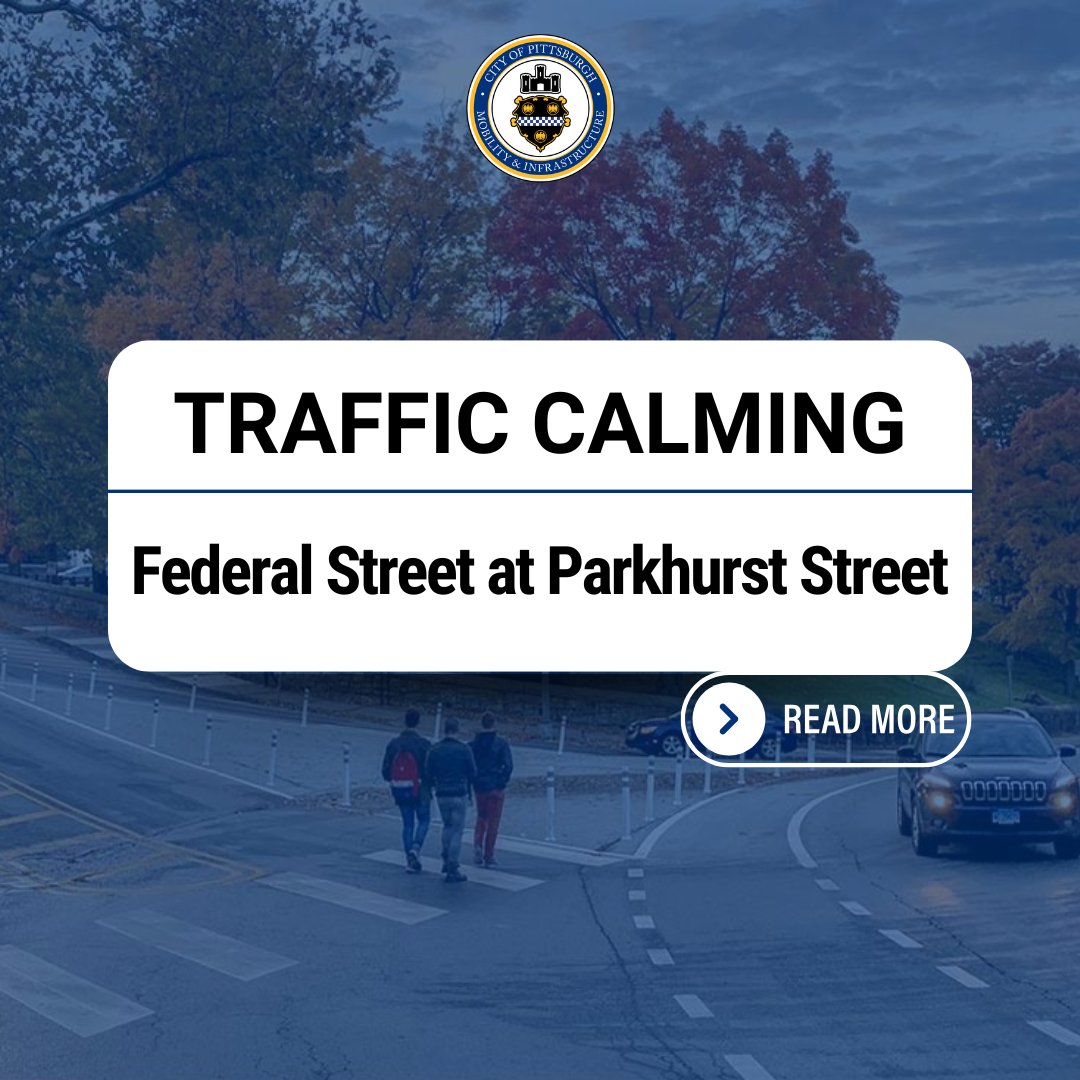 Pittsburgh's tweet image. The City of Pittsburgh is pleased to
announce a Vision Zero Implementation: Traffic
Calming Project on Federal St, in the Central
Northside.
The project will include constructing a raised
crosswalk at an improved location, as well as painted
bump-outs to improve sight lines.