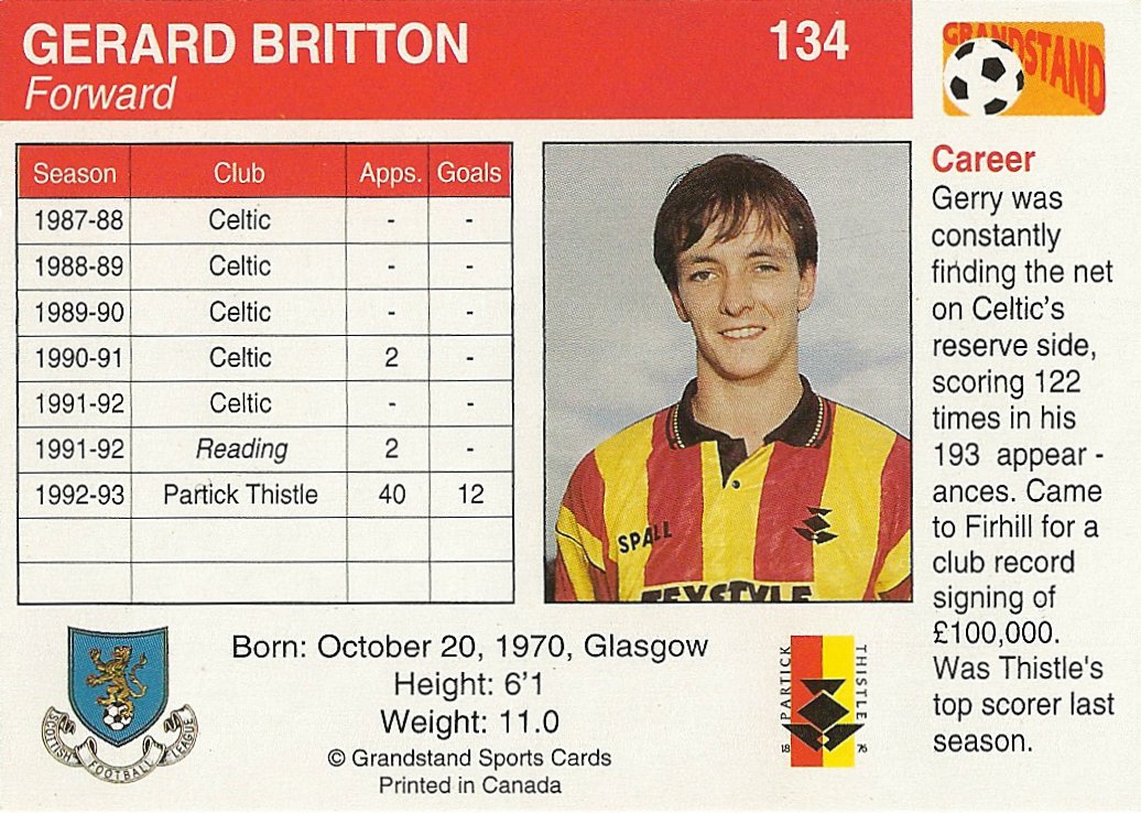 134 #GerryBritton #PartickThistle #Grandstand 1993