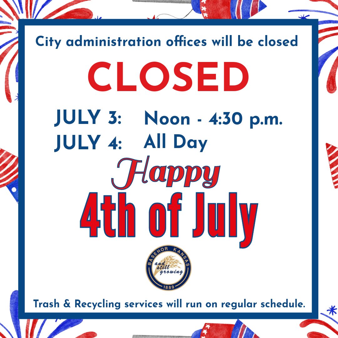 We would like to wish everyone a safe and happy 4th of July! 🎆
Information on the City's ordinance regarding fireworks can be viewed here: bit.ly/4lvPkWZ